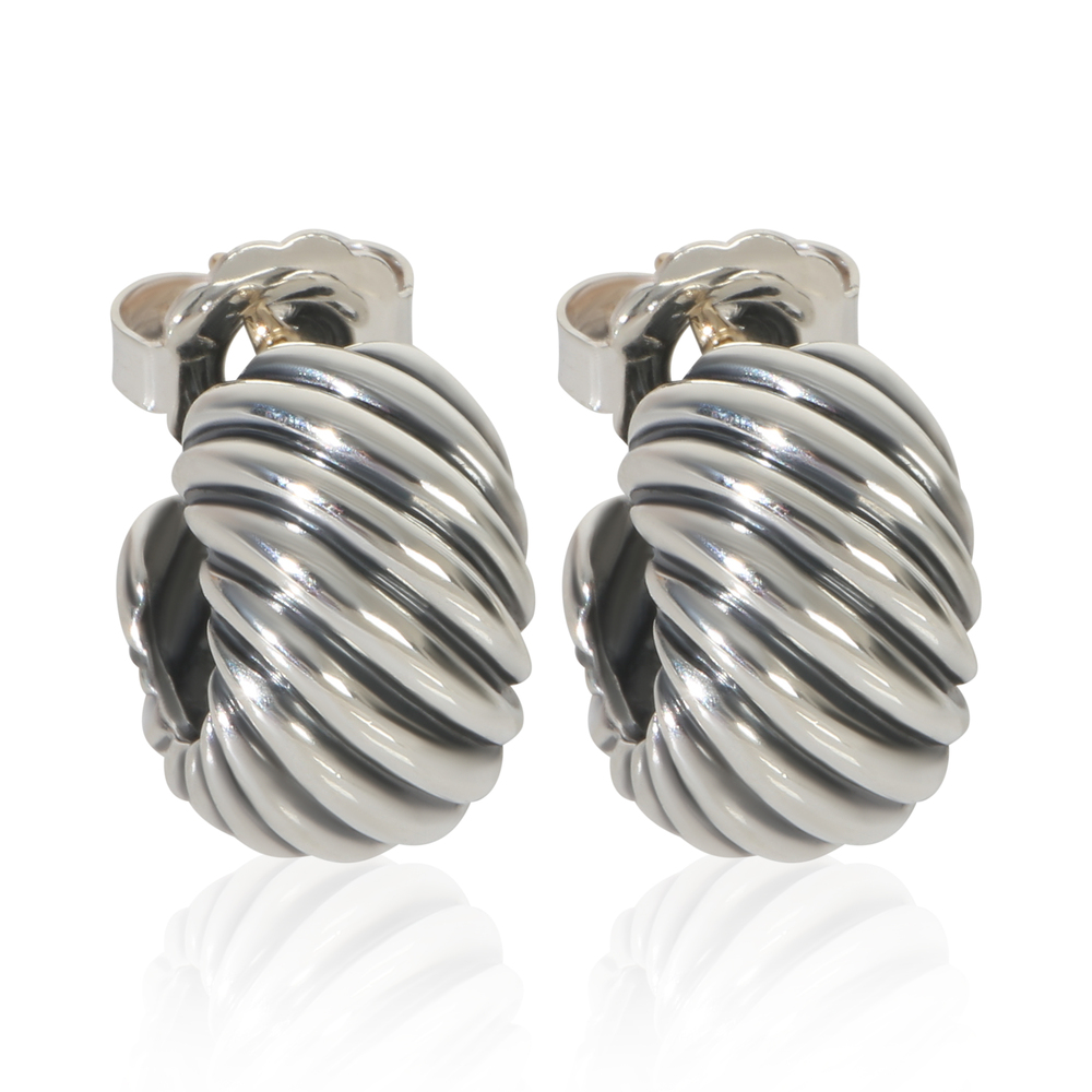 David Yurman Sterling Silver  Sculpted Cable Earrings
